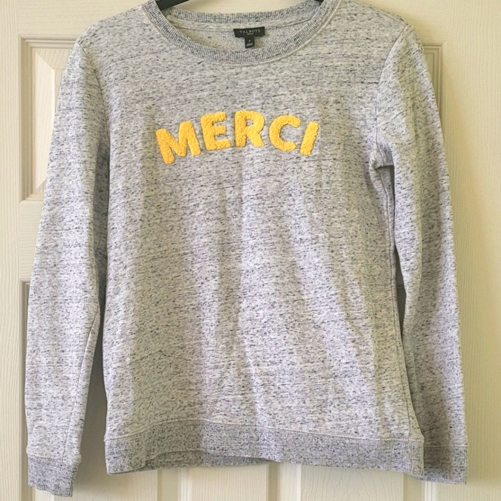 Talbots Grey Merci Petite Sweatshirt